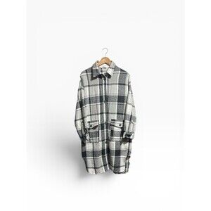 Rosanne Fleece Long Shacket Womens Medium Pocket Flannel Jacket